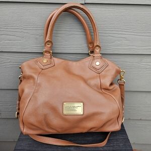 Marc Jacobs Fran Shoulder Bag Crossbody Brown Leather Gold Accents Purse Handbag